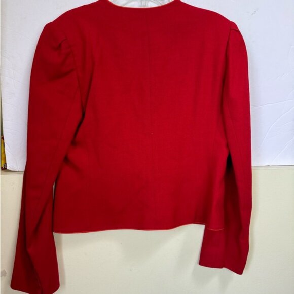 SASSON Vintage 1980 Wool Cropped Blazer Jacket Bolero Lightweight Button Satin - Picture 3 of 16